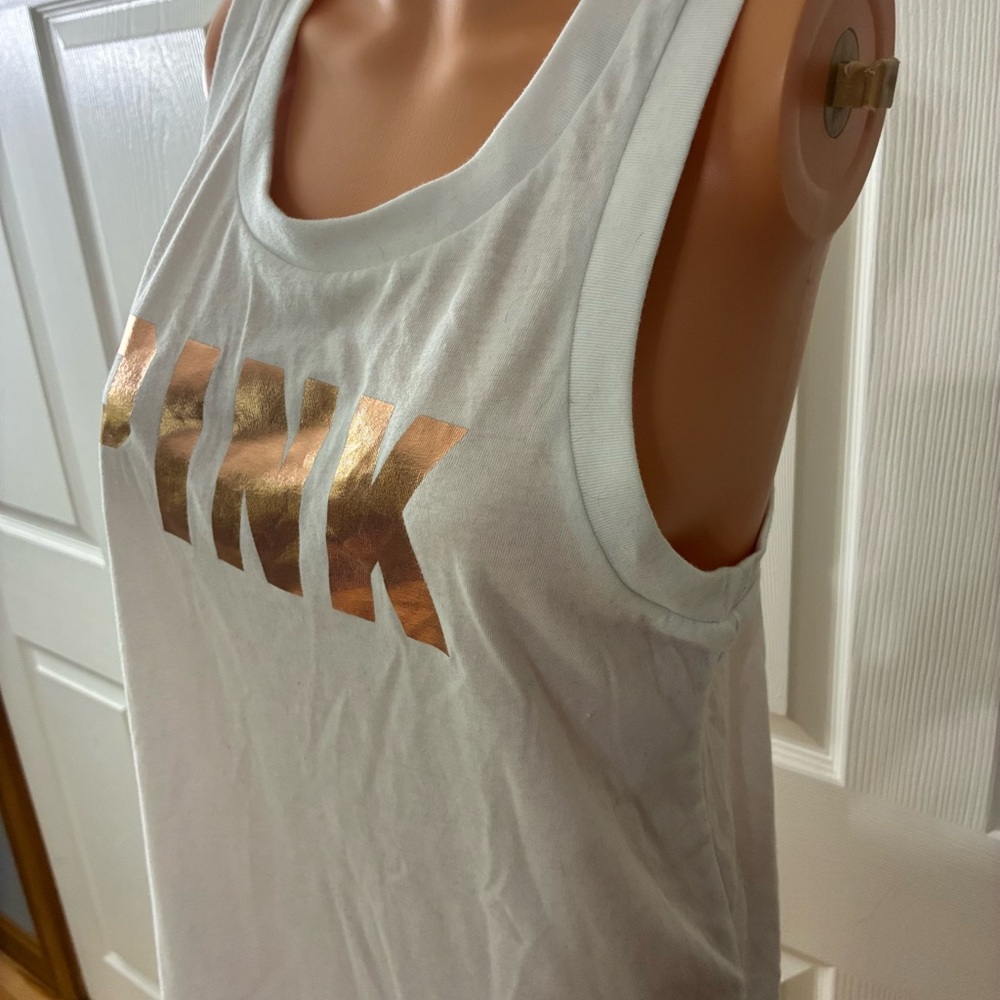 PINK Victoria's Secret White and Gold Tank Top - Picture 5 of 5